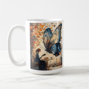 Leserinnen mit Abstrakter Riesenschmetterlingskuns Kaffeetasse