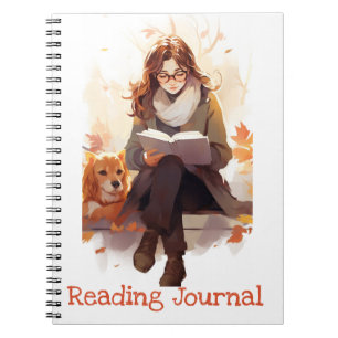 Leserjournal Niedliches Mädchenbuch und Hund Herbs Notizblock