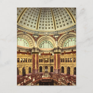 Lesesaal Bibliothek des Kongresses Washington Postkarte