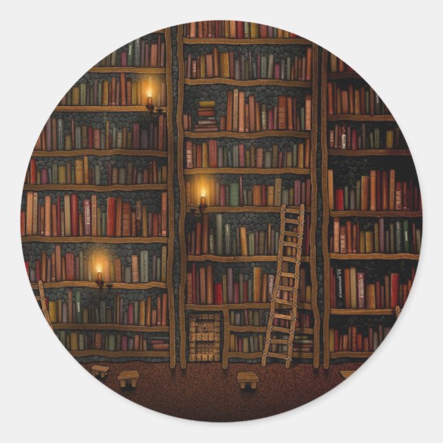 Lesesaal der alten Bibliothek Runder Aufkleber (Vorderseite)