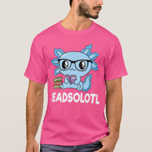 Lesesolotl Blau Kawaii Axolotl Buchliebhaber Lusti T-Shirt