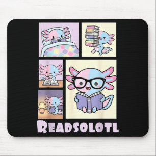 Lesesolotl kawaii Axolotl Buchliebhaber lustiges L Mousepad