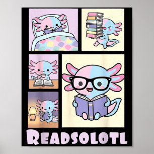 Lesesolotl kawaii Axolotl Buchliebhaber lustiges L Poster