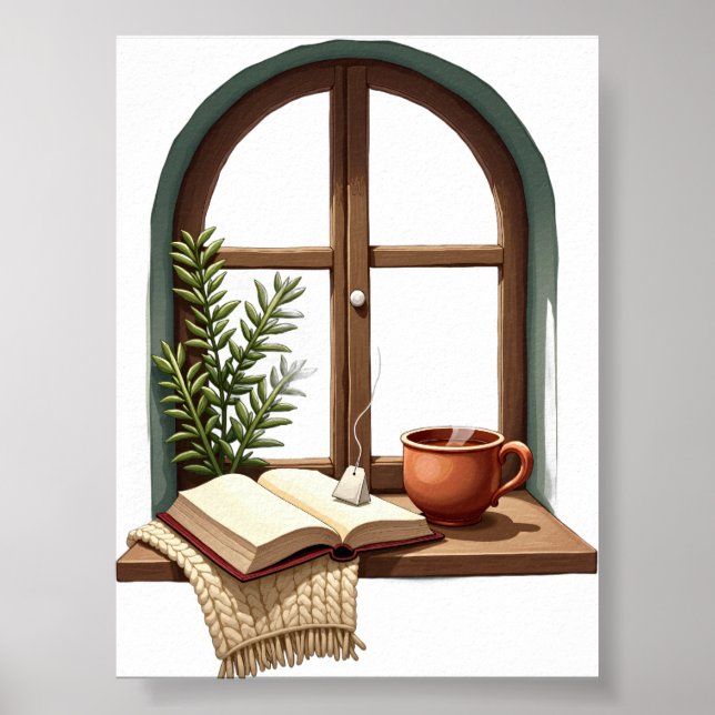 Lesestillleben Poster (Vorne)