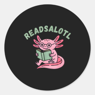 Leseverrückter Axolotl lustiger Leser Axolotl Büch Runder Aufkleber