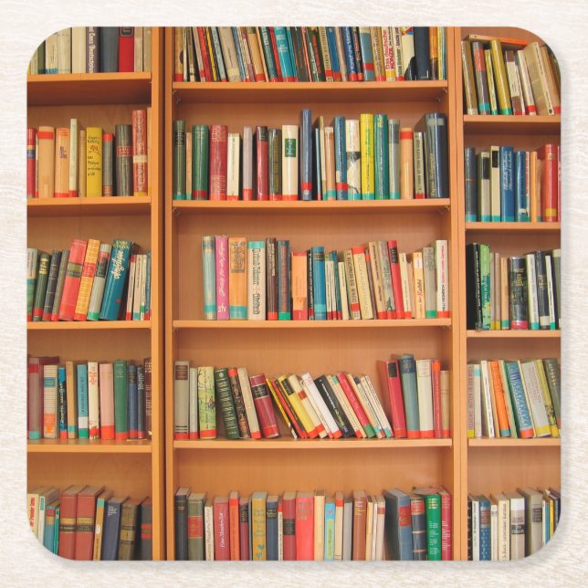 Lesewortlesung der virtuellen Bibliothek Rechteckiger Pappuntersetzer (Vorderseite)