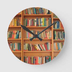 Lesewortlesung der virtuellen Bibliothek Runde Wanduhr