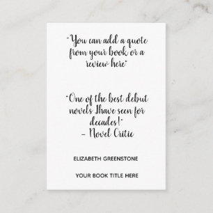 Lesezeichen für Autor-Werbespots Begleitkarte