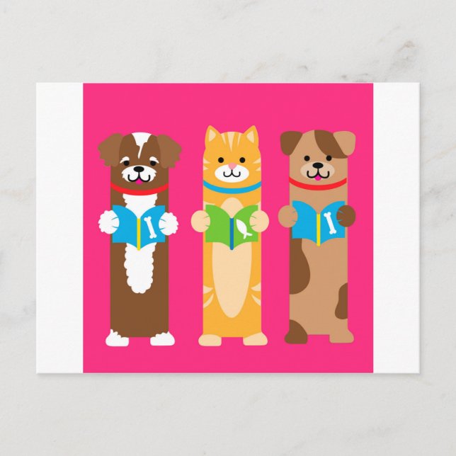Lesezeichen für Katzen und Hunde Postkarte (Vorderseite)