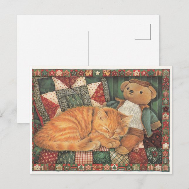 LESLEY ANNE IVORYS CHRISTMAS CAT POSTCARD POSTKARTE (Vorne/Hinten)