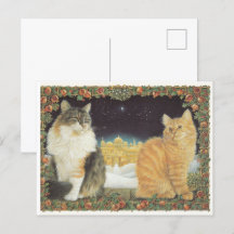 LESLEY ANNE IVORYS CHRISTMAS CAT POSTCARD
