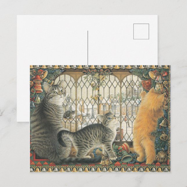 LESLEY ANNE IVORYS CHRISTMAS CAT POSTCARD POSTKARTE (Vorne/Hinten)