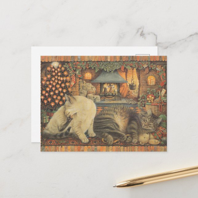 LESLEY ANNE IVORYS CHRISTMAS CAT POSTCARD POSTKARTE (Vorderseite/Rückseite Beispiel)