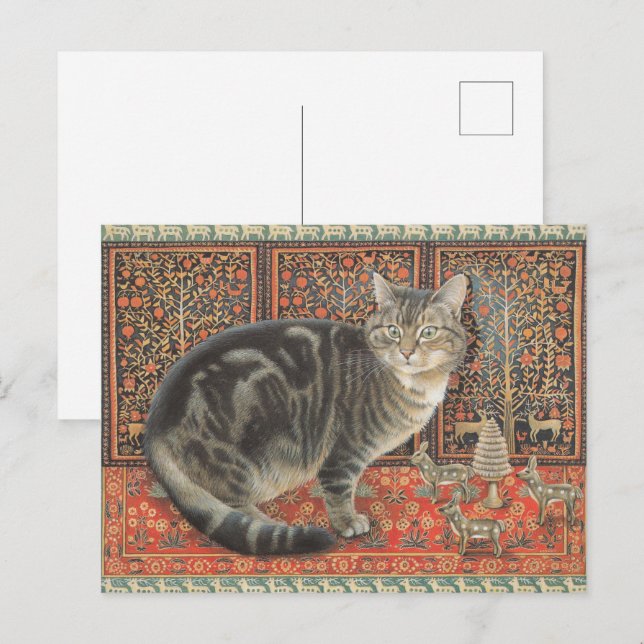 LESLEY ANNE IVORYS CHRISTMAS CAT POSTCARD POSTKARTE (Vorne/Hinten)
