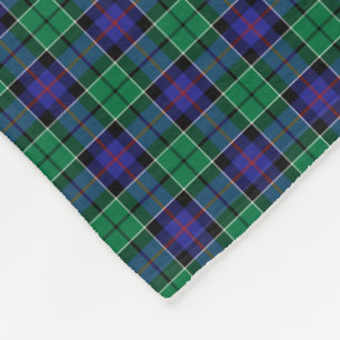 Leslie Clan Bright Blue und Green Hunting Tartan Fleecedecke