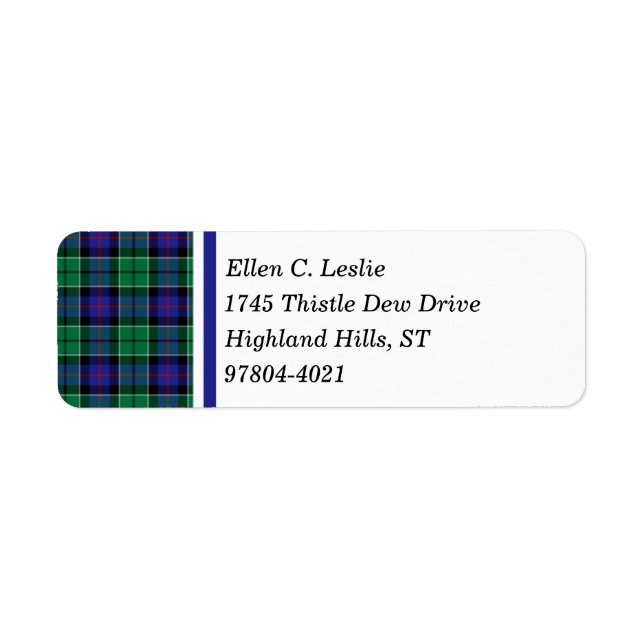 Leslie Clan Royal Blue und Green Scottish Tartan (Vorne)