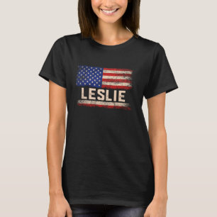 Leslie First Name Shirt Leslie Name American Flag