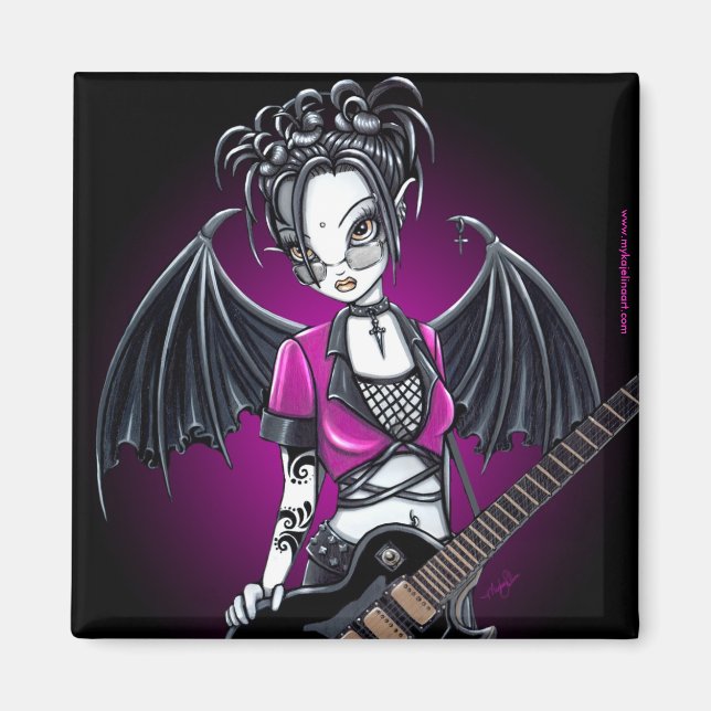 "Leslie" Gothic Guitar Fairy Art Magnet (Vorne)