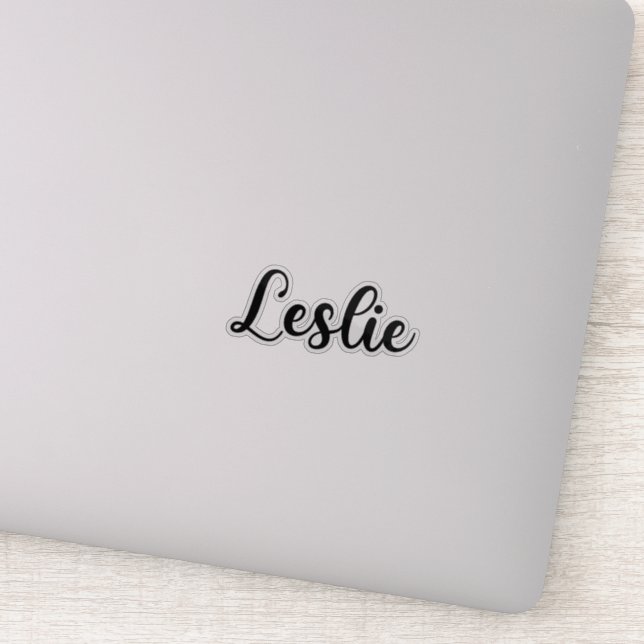 Leslie Name - Handgeschriebene Kalligrafie Aufkleber (Detail)