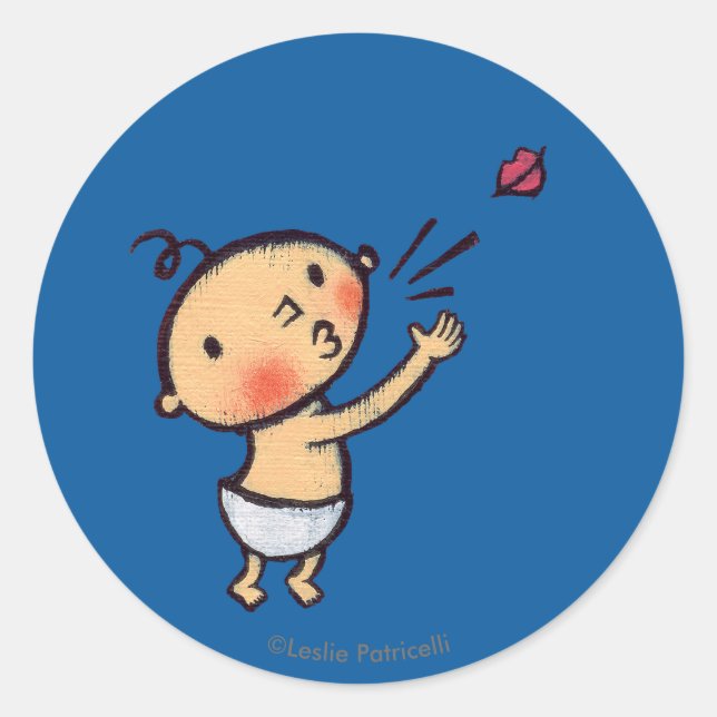 Leslie Patricelli Blow a Kiss Baby Runder Aufkleber (Vorderseite)