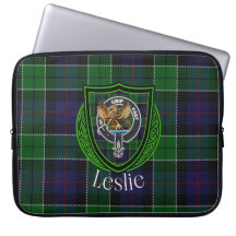 Leslie-Schottischer-Clan-Tartan und -Wappen
