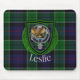 Leslie Scottish Clan Tartan and Crest Mousepad