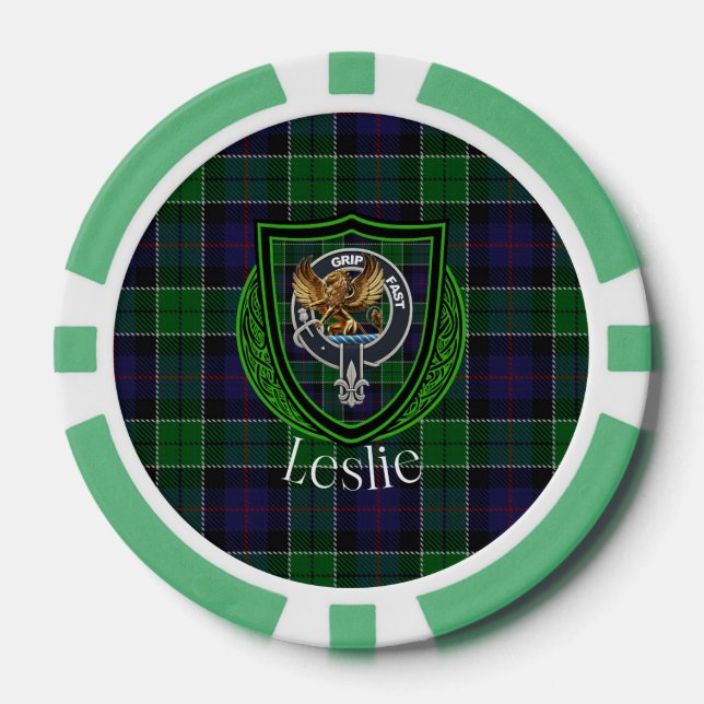 Leslie Scottish Clan Tartan & Crest Pokerchips (Vorderseite)