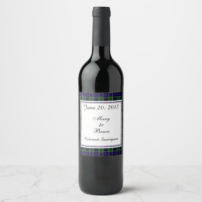 Leslie Scottish Wedding Wine Label Weinetikett (Vorderseite)