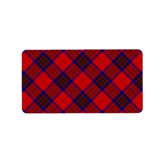 Leslie Tartan Red Blue lila kariert Adressaufkleber (Vorne)