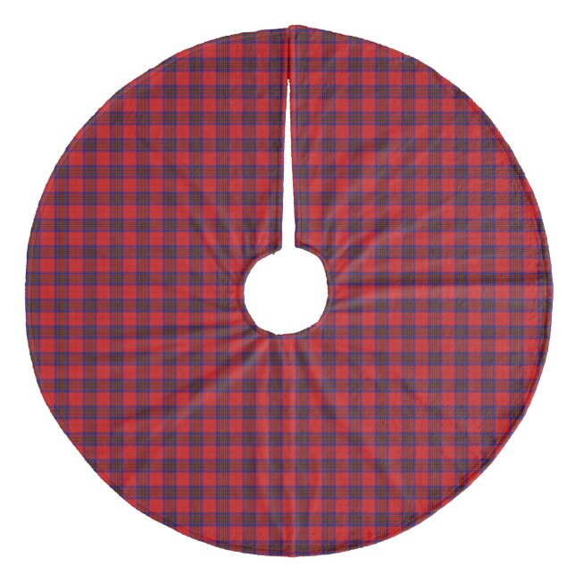 Leslie Tartan Red Blue lila kariert Fleece Weihnachtsbaumdecke (Vorderseite)