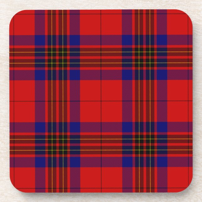 Leslie Tartan Red Blue lila kariert Getränkeuntersetzer (Vorderseite)