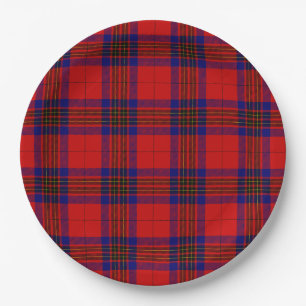 Leslie Tartan Red Blue lila kariert Pappteller