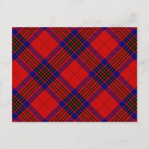 Leslie Tartan Red Blue lila kariert Postkarte