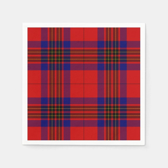 Leslie Tartan Red Blue lila kariert Serviette (Vorderseite)