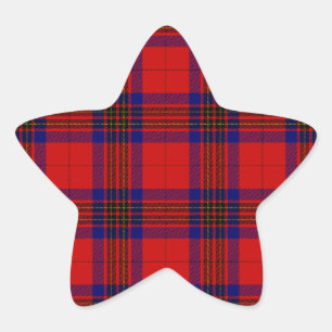 Leslie Tartan Red Blue lila kariert Stern-Aufkleber