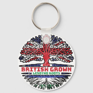 Lesotho British UK Tree Roots Flag Schlüsselanhänger