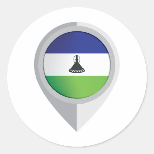 Lesotho Button Location Flag Runder Aufkleber