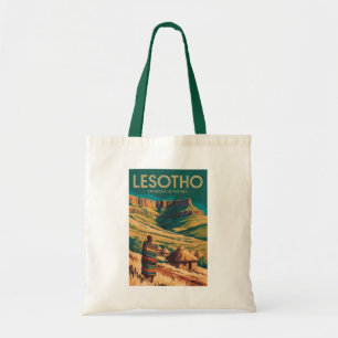 Lesotho Drakensberg Illustration Reise Kunst Retro Tragetasche