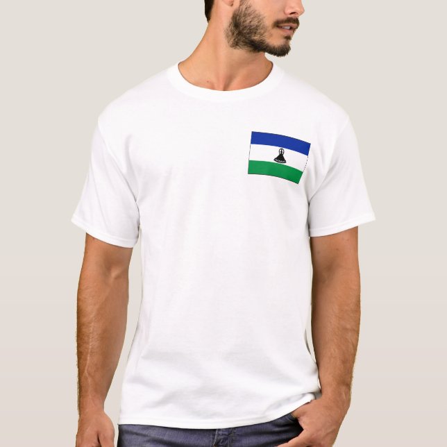 Lesotho Flag and Map T - Shirt (Vorderseite)