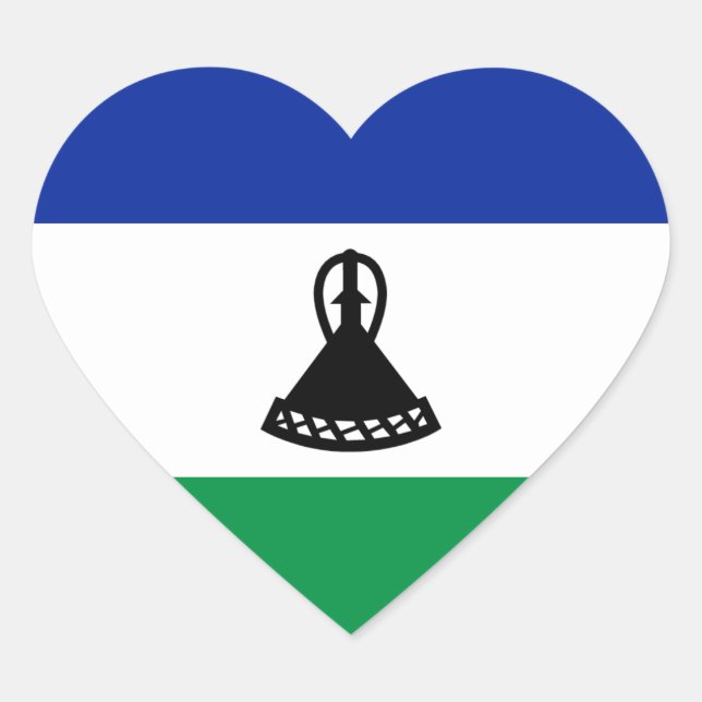 Lesotho Flag Heart Sticker (Vorderseite)