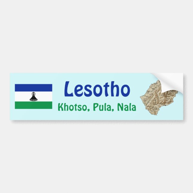 Lesotho Flag + Map Autoaufkleber (Vorne)