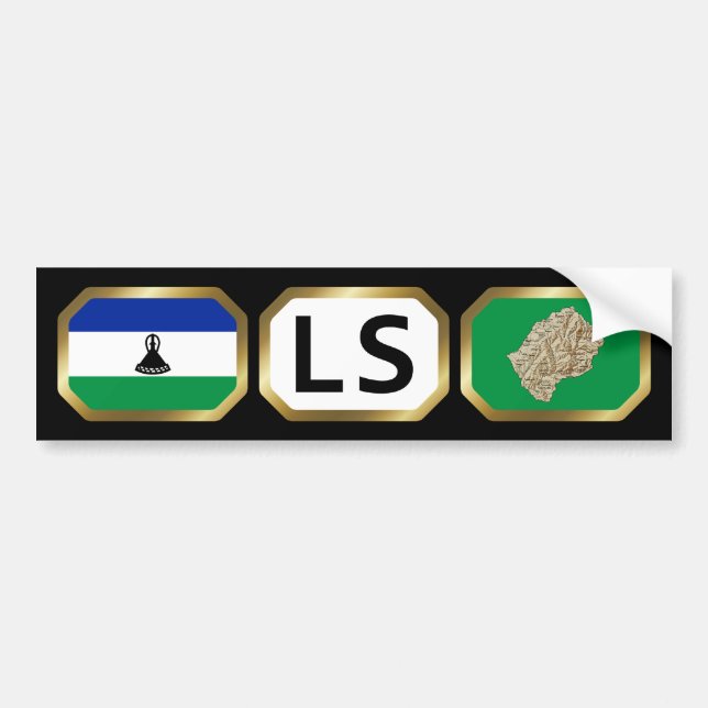 Lesotho Flag Map Code Autoaufkleber (Vorne)