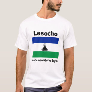 Lesotho-Flagge + Karte + Text-T - Shirt