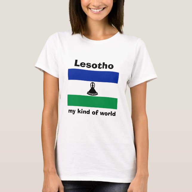Lesotho-Flagge + Karte + Text-T - Shirt (Vorderseite)