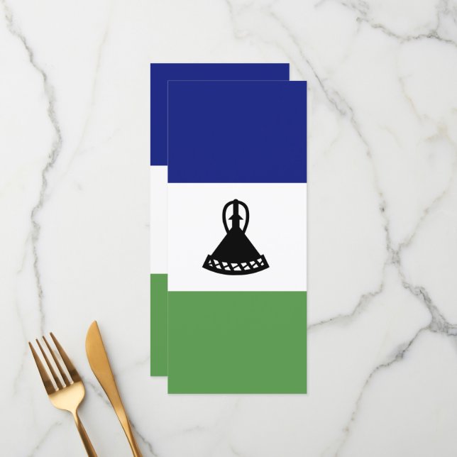 Lesotho-Flagge Menükarte (Vorderseite/Rückseite Beispiel)