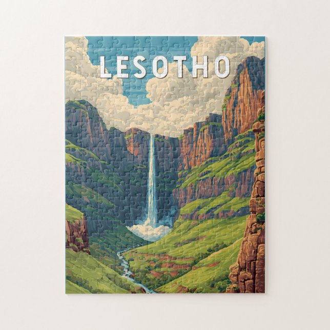 Lesotho Illustration Reise Kunst Vintage (Vertikal)