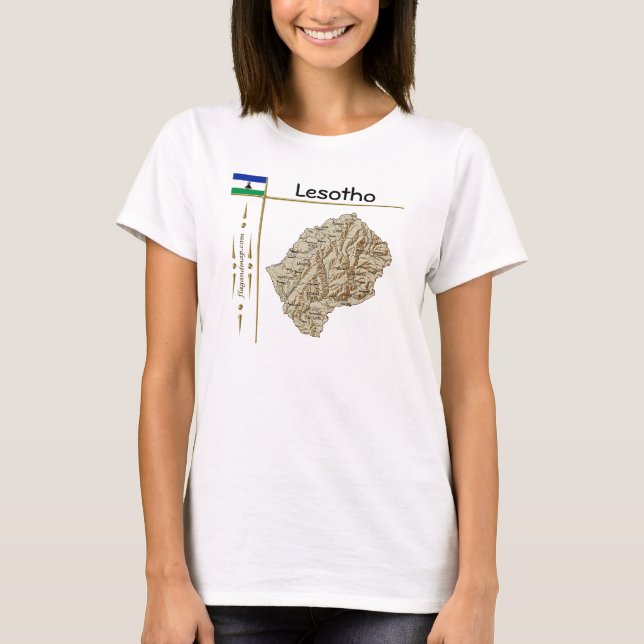 Lesotho Karte + Flag + T - Shirt (Vorderseite)