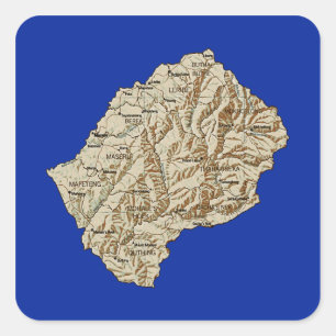 Lesotho-Kartenaufkleber Quadratischer Aufkleber
