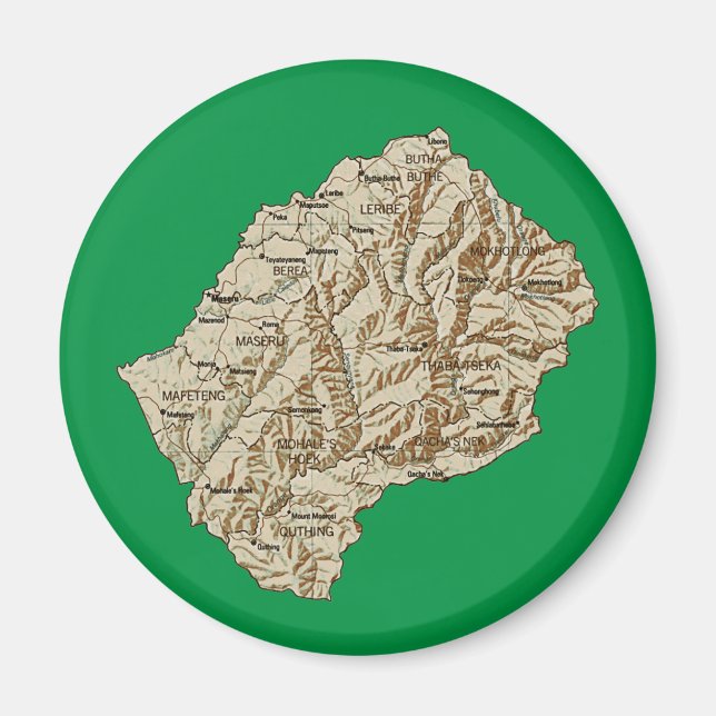 Lesotho Map Magnet (Vorne)