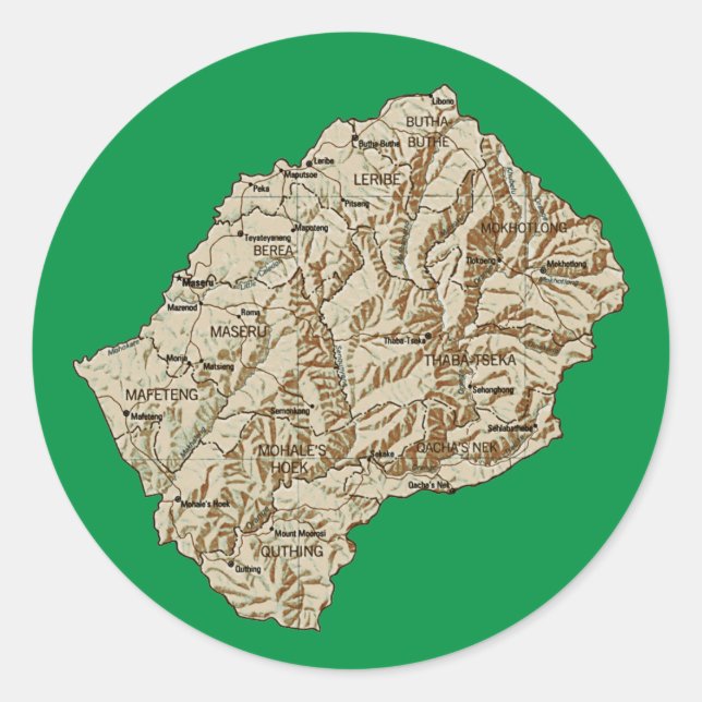 Lesotho Map Sticker (Vorderseite)